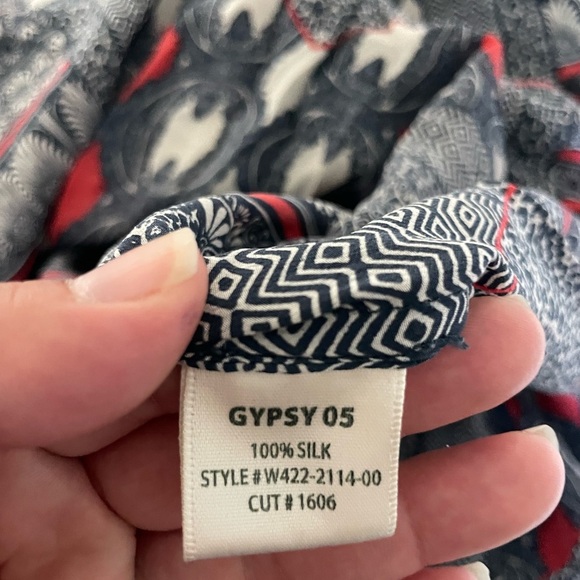 Gypsy 05 Silk Maxi Dress with Red and Black Geometric Design - Picture 5 of 8